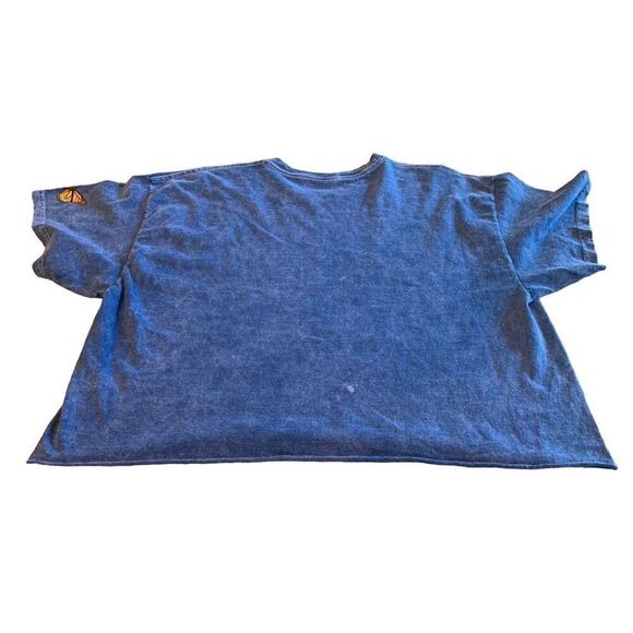 Stunner California Blue Acid Wash Monarch Butterfly Sunflower Short Sleeve Crop - Picture 6 of 6